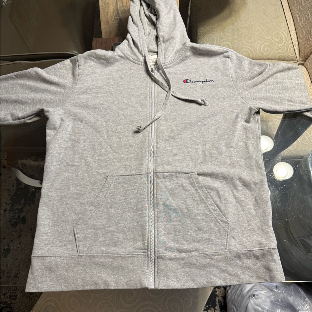 Champion Light Gray Full-Zip Hoodie